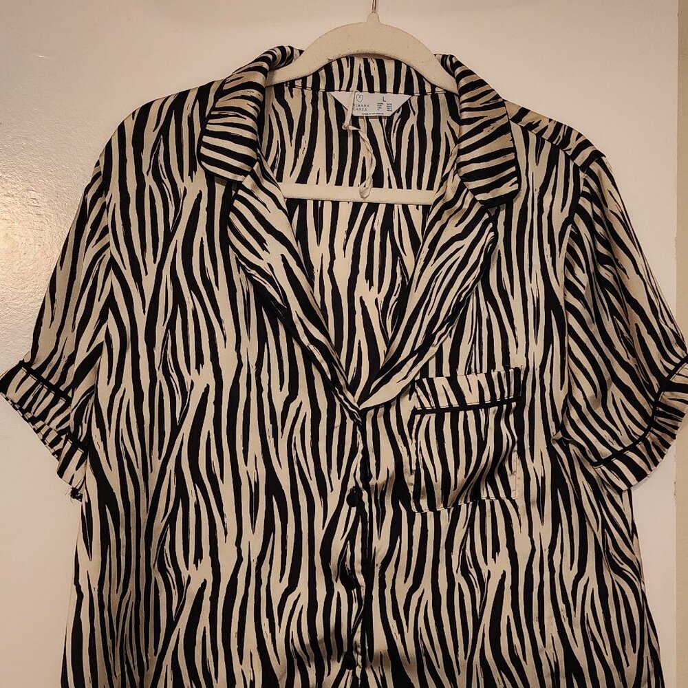 Primark Zebra Print | Lissome Women's Satin Checkered Top & Pants Sleep Set